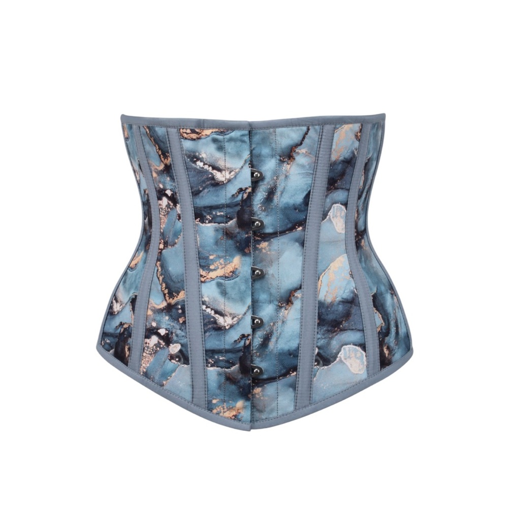 CORSET STORY Blue and Gold Marble Underbust Corset